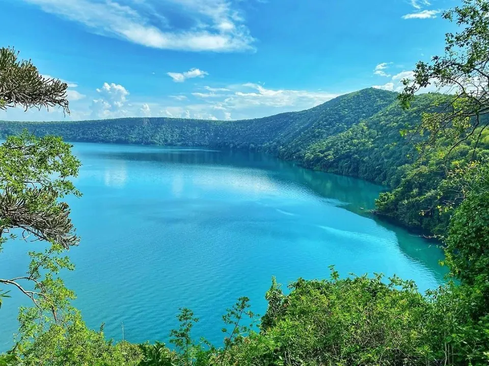 Turquoise water of Lake Chala crater lake near Kilimanjaro